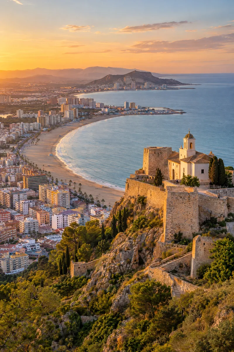 Castillo y santuario de Cullera sobre la bahía
