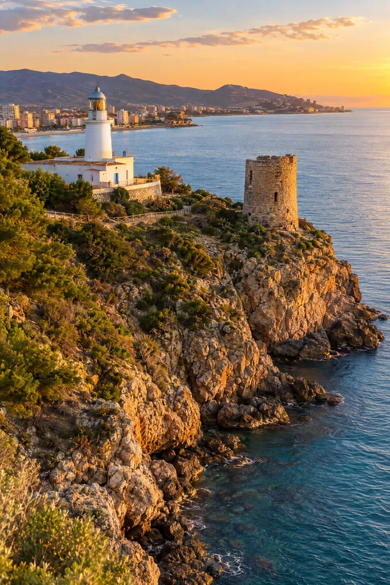 Faro y Torre del Rey sobre los acantilados de Oropesa del Mar